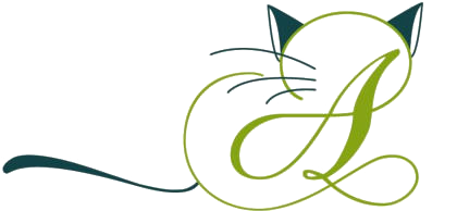 Logo des Tierzentrum am Augarten: stilisierte Katze mit Schnurrhaaren und Schweif, geformt aus einem verschlungenen Buchstaben A